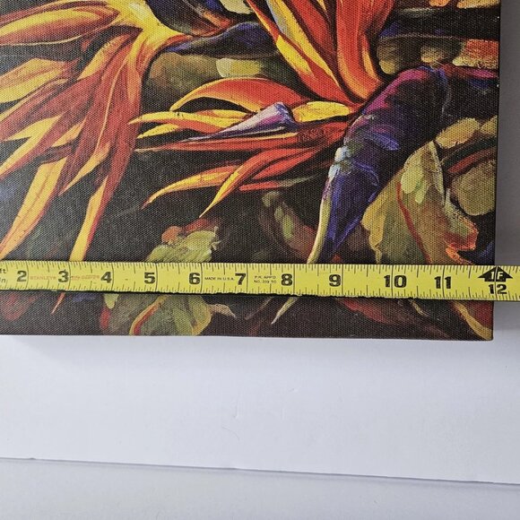 Dana Miller Print Tropical Bird of Paradise Canvas Wall Art 12" x 12" Floral - Picture 7 of 9